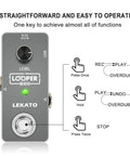 Image of a Guitar Looper Pedal With 5 Minute Loop Time Ultra Compact Aluminum Build Dope 24-Bit Uncompressed Audio One Looper With Unlimited Overdubs Easy Tap Tempo And Play On Stage, featuring user guide on functions.