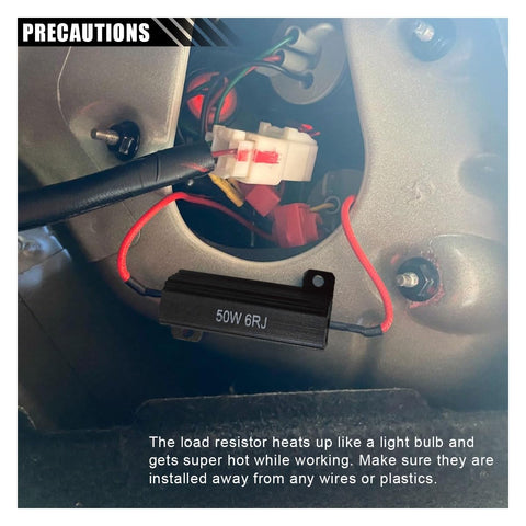 50W 6 Ohm LED Load Resistors With Quick Wire Clips Aluminum Case For Quick Turn Signal Fix Hyper Flash Auto Replacement Resistors To Stop Blink Error Codes Black 2 Pack Plug And Play installed in car