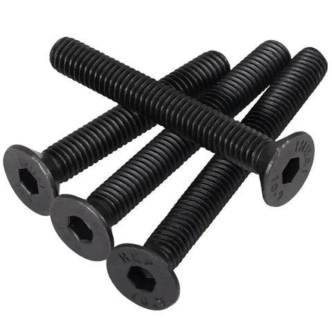 Flat Head Hex Bolt Nut Set Kit M2 Through M6 Black Grade 10.9 Steel Countersunk Socket Screws For DIY Metalworking Projects And Your Go-To Heavy Duty Fastening For Automotive And Home Projects And Quick Install Applications. black countersunk socket bolts with hex drive