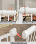 Walk Through Baby Gate With Auto Close White Kid Safe Gate Extension 29.92 Inches High One Hand Open With Double Locking steps