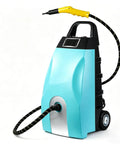 Professional Commercial Steam Cleaner 3000 Watts Heavy Duty Pressure Steamer With 3 5 Liter Large Tank Fast 20 Second Heat Up For Restaurant Kitchen Auto Detailing And Deep Cleaning Safe Lock Design, blue and black design with hose.