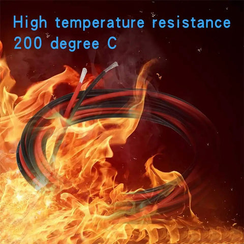 Legit Premium 18 AWG Silicone Wire Red And Black 5 Ft Stranded Tinned Copper Electrical Cable in flames demonstrating high temperature resistance.