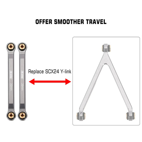 Front Four Link Upgrade Kit For SCX24 C10 JLU Bronco Base Camp 4Runner RC Cars CNC Grey Aluminum Engraved Replaces Y Link