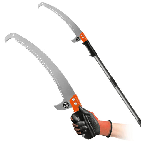 Lightweight Manual Pole Saw Extension For Tree Pruning 10 Foot Reach Stainless Steel Blade Easy Cut Rust Resistant