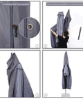 Installation of Patio Umbrella Cover With Rod For 7 To 11 Foot And 15 Foot Double Sided Umbrellas Built Tough With 600D Oxford Fabric Waterproof Zippered Weatherproof Gray
