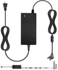 Front view of UYGALAXY 12V 5A power supply for linear actuator, black rectangular AC/DC adapter with green LED.