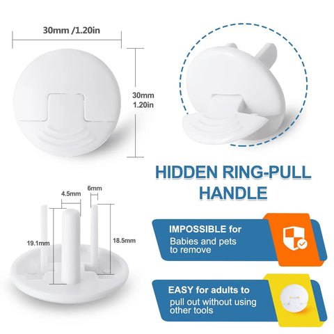 Outlet Covers White 38 Pack Baby Proofing For Electrical Outlets, Child Safety Socket Plugs with hidden ring-pull handle design.