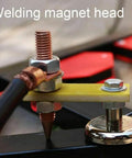 Heavy Duty Welding Magnet Head With 3kg Suction Power For Steel Fixtures And Secure Positioning Of Round Flat Or Square Metal Parts At Any Angles close-up of welding magnet head components and attachment.
