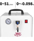 Quiet Diaphragm Vacuum Pump For Laboratory Scientific Research With Vacuum Drying Defoaming Filter Oil Lubricated Micro Pump front view with gauge and filter.