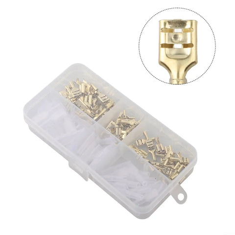 Top Tier 120 Piece Spade Connectors Kit With Heavy Gauge Male And Female Quick Disconnect Terminals In 2.8 4.8 Plus 6.3mm Sizes Perfect For Car Audio Wiring Projects Using Premium Tinned Copper Core For Zero Voltage Drop And Reliable High Current, in storage box