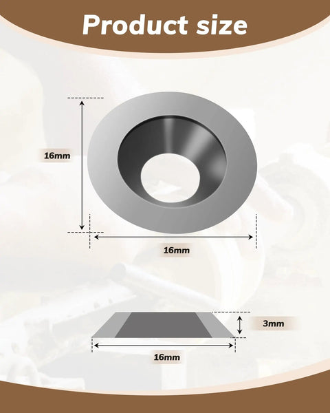 Size illustration for 10 Pcs 16Mm Round Tungsten Carbide Indexable Lathe Tool Bits 30 Degree Rake Angle 5/8 Inch Diameter.