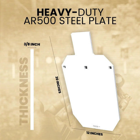 Heavy Duty AR500 Steel Silhouette Targets 12x20 2 Pack For Rifle And Pistol Range Practice Three Eighths Inch Thick Laser Cut Plates