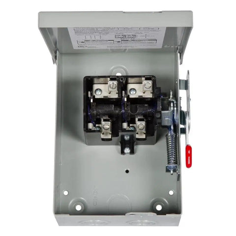 60 Amp Non Fusible Safety Switch Heavy Duty Single Phase Two Pole 240 Volt With Quick Break Mechanism internal view