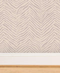 Abstract Animal Textured Vinyl Wallpaper Custom Printed Dope Wallcovering features zebra pattern in light tones for commercial spaces.
