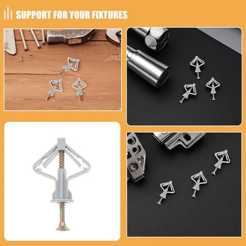 Heavy Duty Drywall Anchor Repair Kit With 50 Sets Of Butterfly Anchors And Screws For Hollow Walls Made From Plastic And Steel
