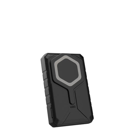 Two Port USB C Magnetic Wireless Portable Charger With 10000mAh Battery On The Go, 20W USB C Fast Charge, black titanium front view