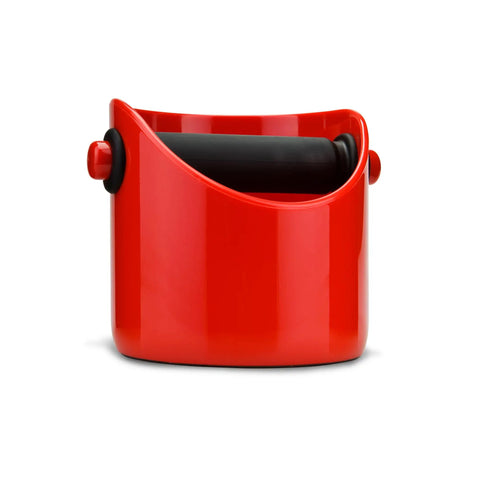 Grindenstein Espresso Knock Box Sturdy Compact Space Saving Kitchen Sidekick Red Durable Rubber Sleeve Protects Handle