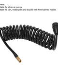 Hella Flexible Car Air Pump Extension Hose 9.84 Feet PS20 Female Plug Inflator Tube coiled design for easy use with American tire nozzles.