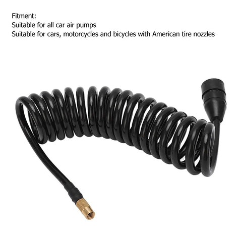 Hella Flexible Car Air Pump Extension Hose 9.84 Feet PS20 Female Plug Inflator Tube coiled design for easy use with American tire nozzles.