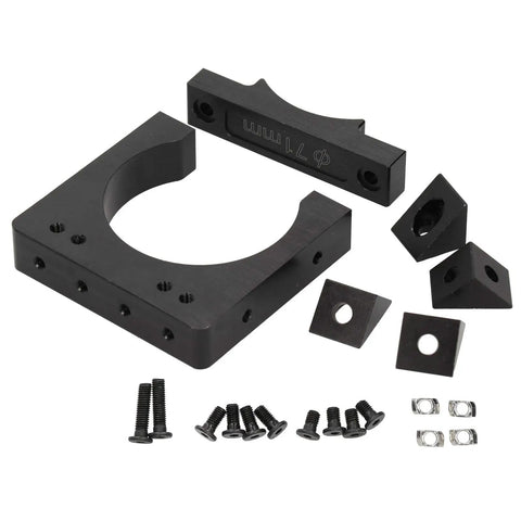 Beefy Aluminum 71mm Shaft Spindle Motor Clamp Mount Bracket with M5 Nut Connector for CNC Routers, disassembled view