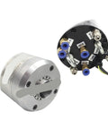 Shop Approved Built Different 3 KW Bt30 Cnc Router Water Cooling Spindle, aluminum CNC spindle with connectors, side and back view.