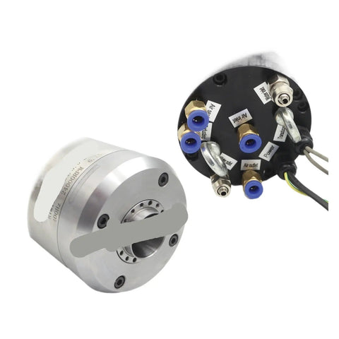 Shop Approved Built Different 3 KW Bt30 Cnc Router Water Cooling Spindle, aluminum CNC spindle with connectors, side and back view.