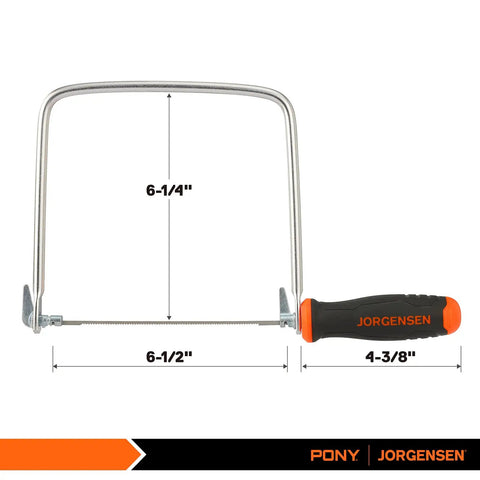 Coping Saw Kit With Frame And Two Extra Six And A Half Inch Blades, 15TPI High Speed Steel Blades for woodworking, plastic, rubber