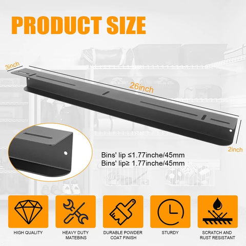 Overhead Garage Storage Rack For Ceiling Mount, Heavy Duty Ceiling Bracket For Garages Sheds Storerooms, Black Finish, 26in size