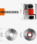 3 Pack 6.35mm To 10mm Plum Flexible Shaft Couplings D25L30 Aluminum Jaw Spider Shaft Connectors dimension diagram 30mm height 25mm diameter