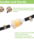 Three Sixteenth Inch ID Fuel Line Hose Ten Feet Long For Small Gas And Diesel Engines And Generators, clamps and filter visible