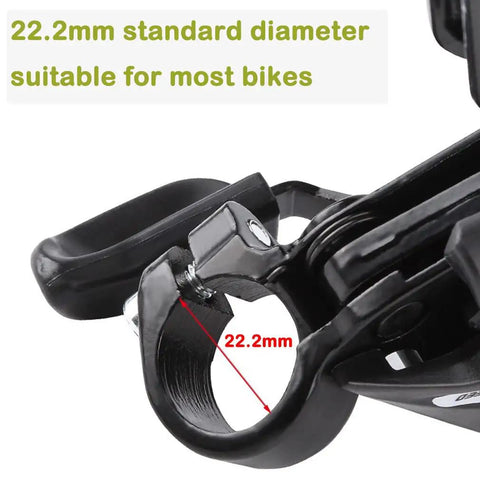 Close-up of bike shifter clamp 22.2mm, part of Three By Seven Or Three By Eight Speed Bike Shifters And Brake Levers With Gear Indicator And Included Cables For Mountain And Road Bikes