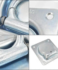 Rock Solid Recessed D Ring Tie Down Anchors Flush Mount Square Cargo Lockdown Kit 4 Pack Heavy Duty Steel Load Holders close-up details.