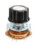 Dope 2 Pole 6 Throw Rotary Switch Selector with plastic knob, 1 deck, 9mm mount hole, 14 pins for DIY electronics and radio projects.