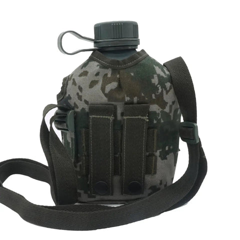 Camouflage Insulated Water Bottle 1L With Strap And Thermal Lining Rugged Aluminum Hydration Flask For Hiking And Climbing Adventures