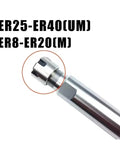 Heavy Duty ER Extension Rod For CNC Milling Machine With Super Low Runout And Ultra Precision Grinding For Stable Cutting High Speed Spindle Tool Lengthen Kit close-up view of ER25-ER40 connector.