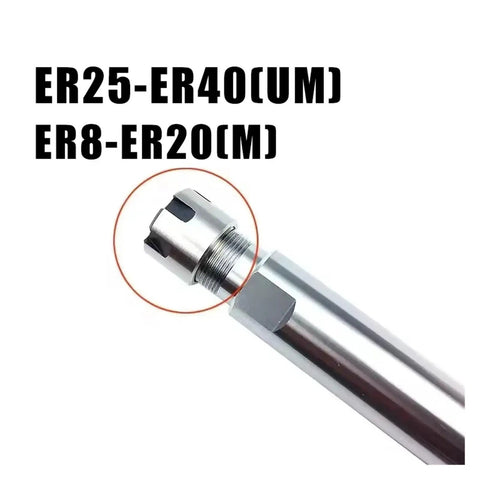 Heavy Duty ER Extension Rod For CNC Milling Machine With Super Low Runout And Ultra Precision Grinding For Stable Cutting High Speed Spindle Tool Lengthen Kit close-up view of ER25-ER40 connector.