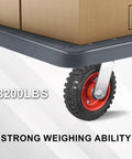Heavy Duty Eight Inch Caster Set Of Four With Solid Rubber Tires and Dual Ball Bearings, strong 3200 lbs capacity wheel on moving cart.
