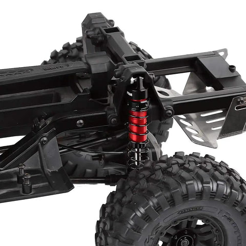 Four Piece 90mm RC Shock Absorber Set For 1 10 Scale Crawler Models Ideal For Axial SCX10 90046 AXI231017 And TRX4 D90 attached to chassis