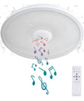 Waterproof LED Flush Mount Ceiling Light With Bluetooth Speaker IP44 11 Inch 18W Dimmable RGB Color Changing Lamp Remote Control