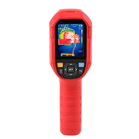 Front view of red UTi720A Thermal Imaging Camera 256x192 Pro Grade Infrared Cam For Repairs Floor Heating And Pipe Testing Waterproof WiFi