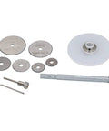 Components of 6 Blade Inside Pipe Cutter For PVC And Metal Pipes including blades, shank, and wrench, ideal for 22-50mm pipes.