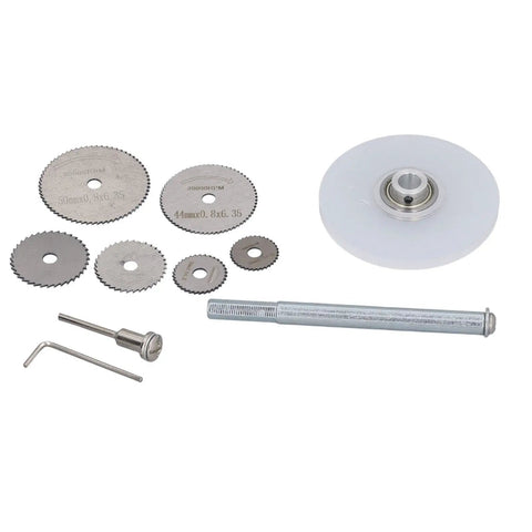 Components of 6 Blade Inside Pipe Cutter For PVC And Metal Pipes including blades, shank, and wrench, ideal for 22-50mm pipes.