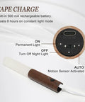 Smart Walnut Wood Motion Sensor Night Light Portable USB Rechargeable Magnetic Wall Lamp For Bedroom Hallway And Stairwell Induction Lamp With Ambient Glow Ideal For Kids Rooms And Living Spaces showing charging port