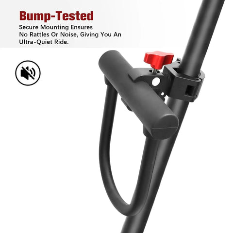Beefed-Up U Lock Holder Clamp For Heavy Duty Bike Locks all metal mount on round tube frame, showing no-rattle design.