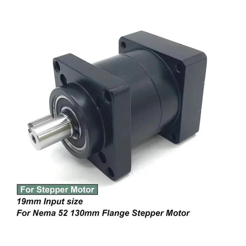 Heavy Duty Nema 52 130Mm Planetary Gearbox Delivers Straight Up Serious 200Nm Torque For Stepper Servo Motors front view, showing 19mm input size and steel housing.