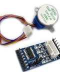 Blue 28BYJ-48 stepper motor with ULN2003 driver board and multicolor wire harness