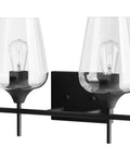 2 Light Vanity Light Fixture With Clear Glass Shades And Matte Black Finish, over mirror wall lamp for bathrooms, E26 socket