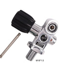 High-Flow Scuba Tank Valve With M18x1.5 Thread For DIN And Yoke Regulators, 4500 PSI And 300 BAR Service Pressure, Copper Construction