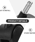 Close up of Easy Replacement Swivel Caster Wheels For Trash Cans And Buckets, showing sturdy material and 1.5 inch stem