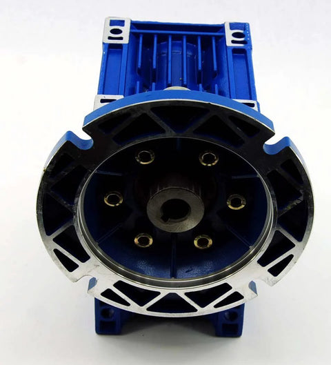 Lexar Industrial MRV063 worm gear speed reducer, blue 56C frame with round mounting flange and six bolt holes